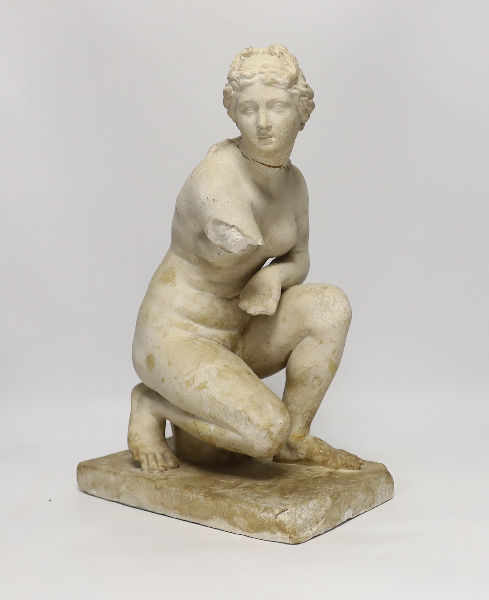 A plaster model of a crouching Venus, 40cm (a.f.)